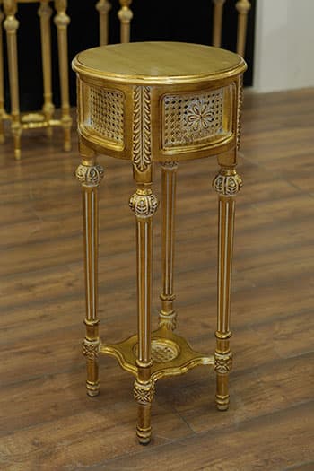 استند کنار سالنی حصیری طلایی مدل دایره