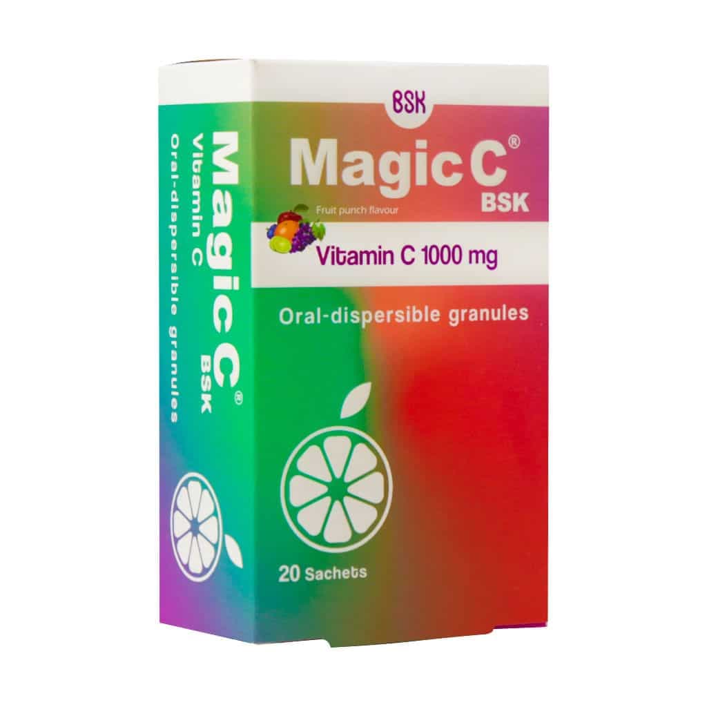 ساشه مجیک ویتامین C 1000 میلی گرم بی اس کی 20 عدد / BSK Magic C 1000 Mg 20 Sachets