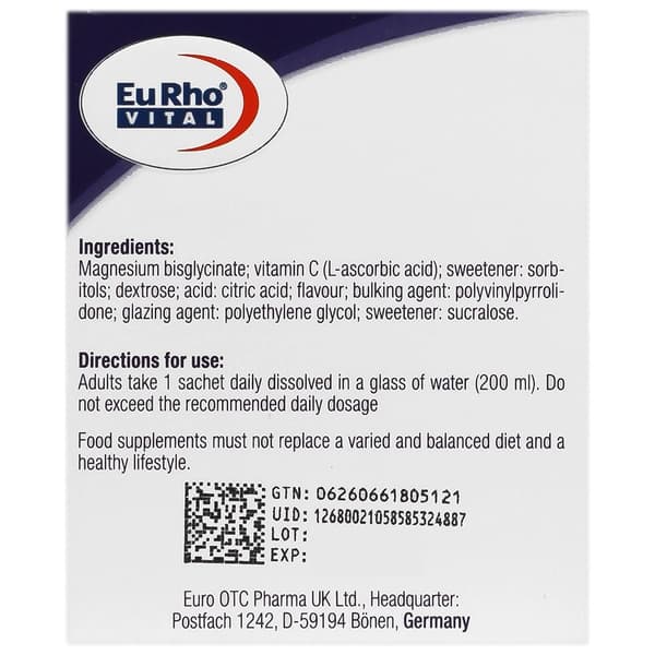 ساشه منیزیم بیس گلایسینات یوروویتال 14 عدد / Magnesium Bisglycinate Eurho vital sache — تصویر ۴