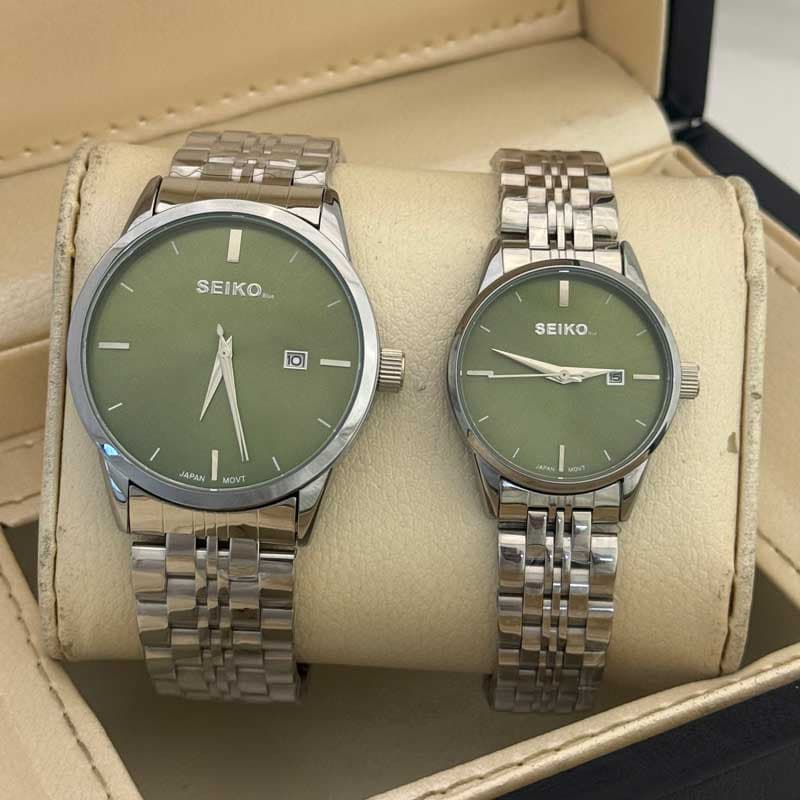 ست ساعت مچی زنانه و مردانه سیکو بلو مدل Seiko Blue بند فلزی — تصویر ۹