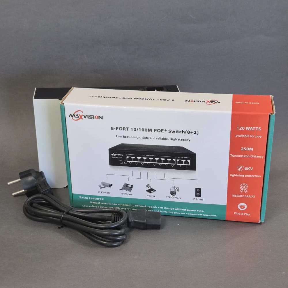 سوئیچ 8 پورت POE مکس ویژن 100مگابایت مدل MV-8P2010FE — تصویر ۸