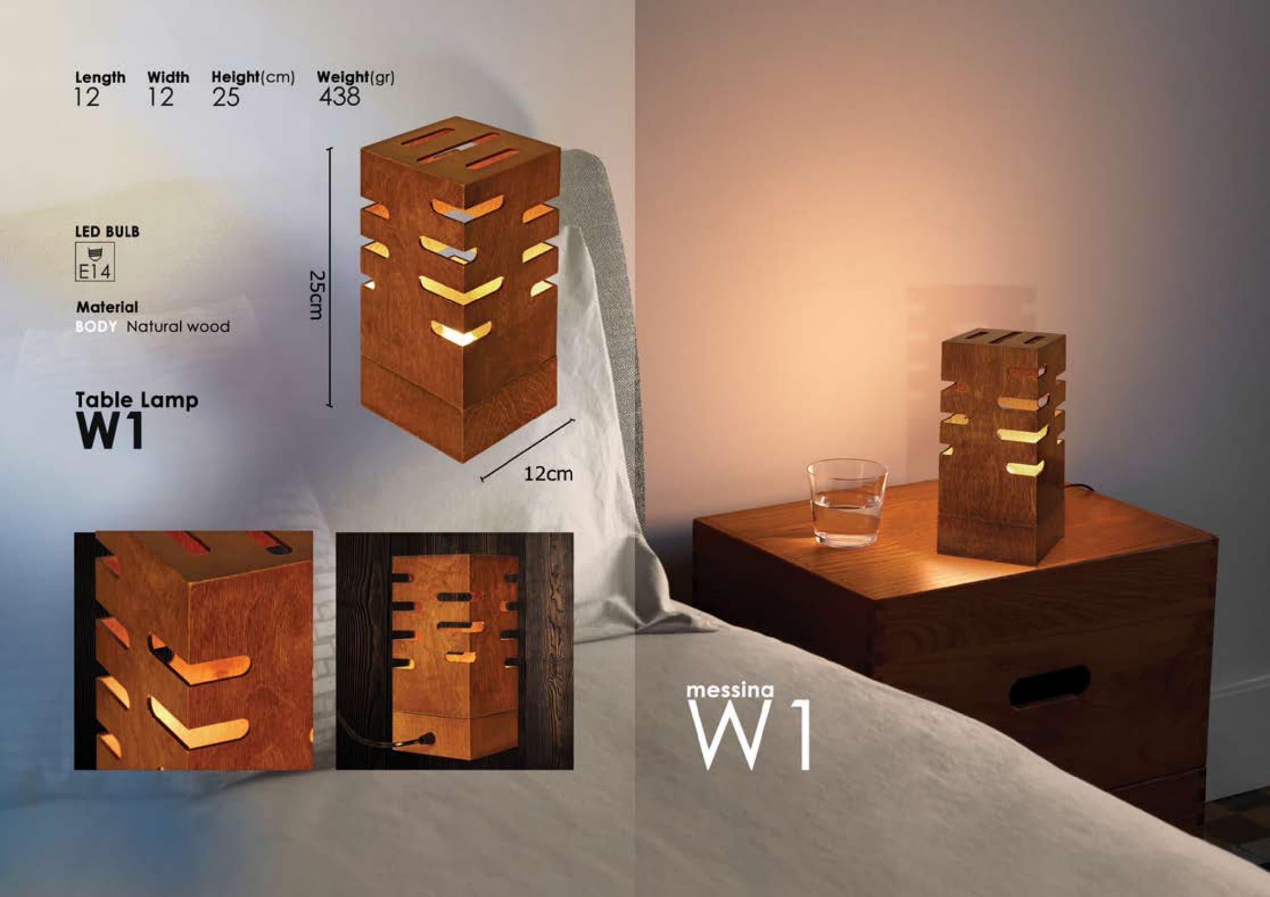 چراغ رومیزی چوبی مسینا W1