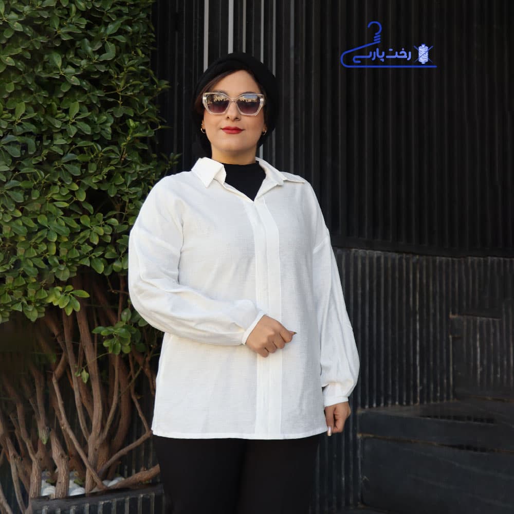 شومیز سفید زنانه پارچه بابوس