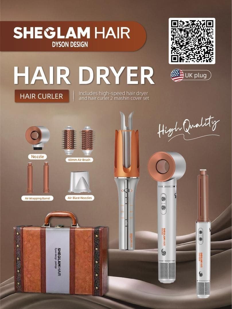 پک سشوار چندکاره شیگلم مدل Dyson Design ۲۰۰۰ وات همراه با کرلی