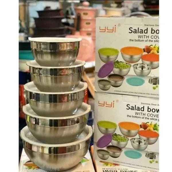 سرویس لگن درب دار استیل yyi مدل 501 (5 پارچه) — تصویر ۳