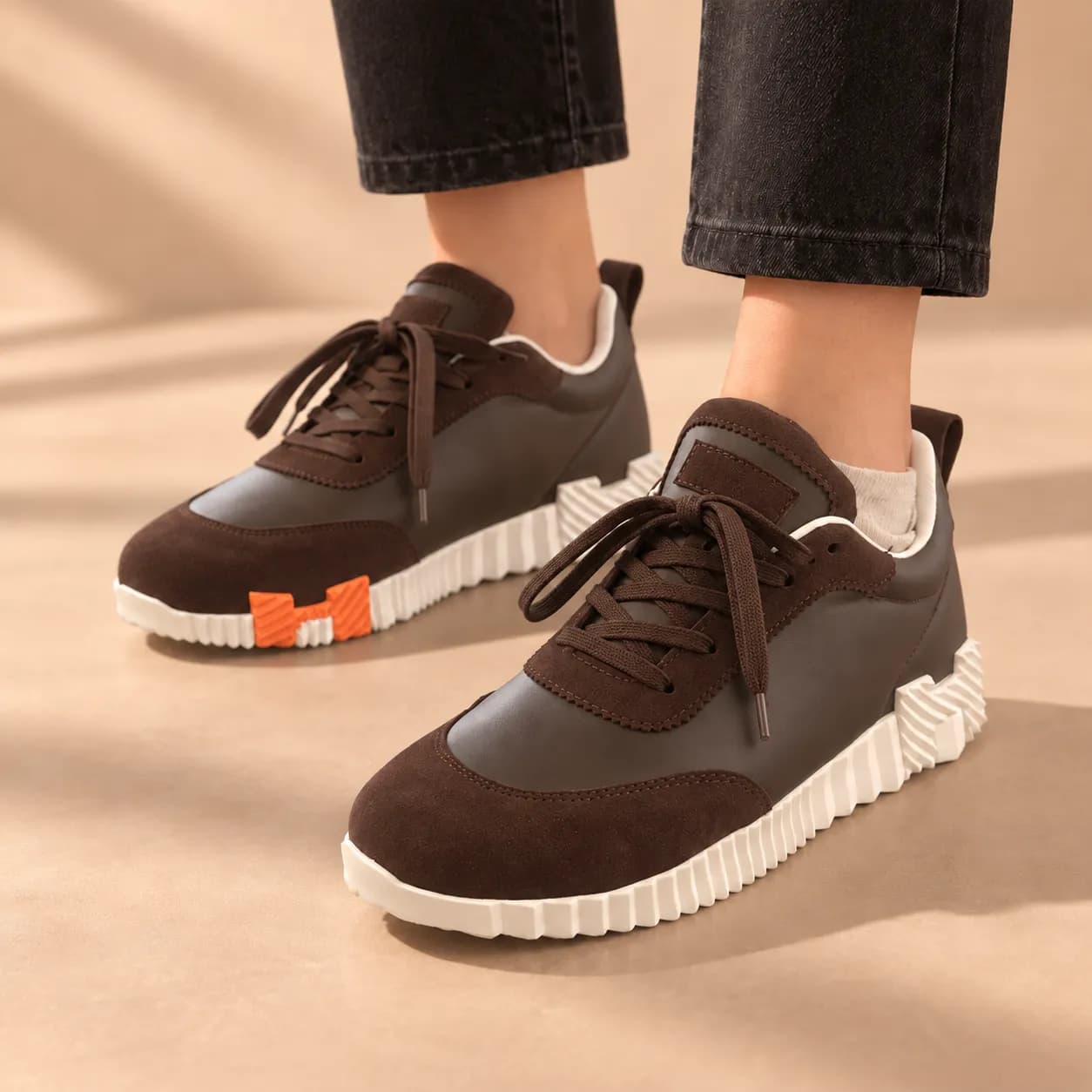 کتونی هرمس قهوه‌ای کد 2354 / HERMES SNEAKERS — تصویر ۲