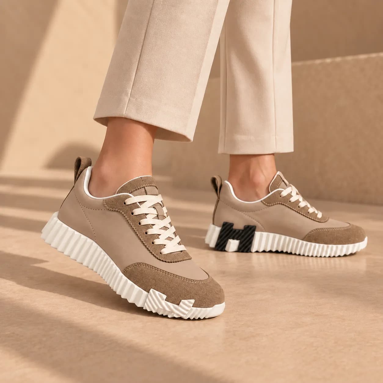 کتونی هرمس نسکافه‌ای کد 2354 / HERMES SNEAKERS
