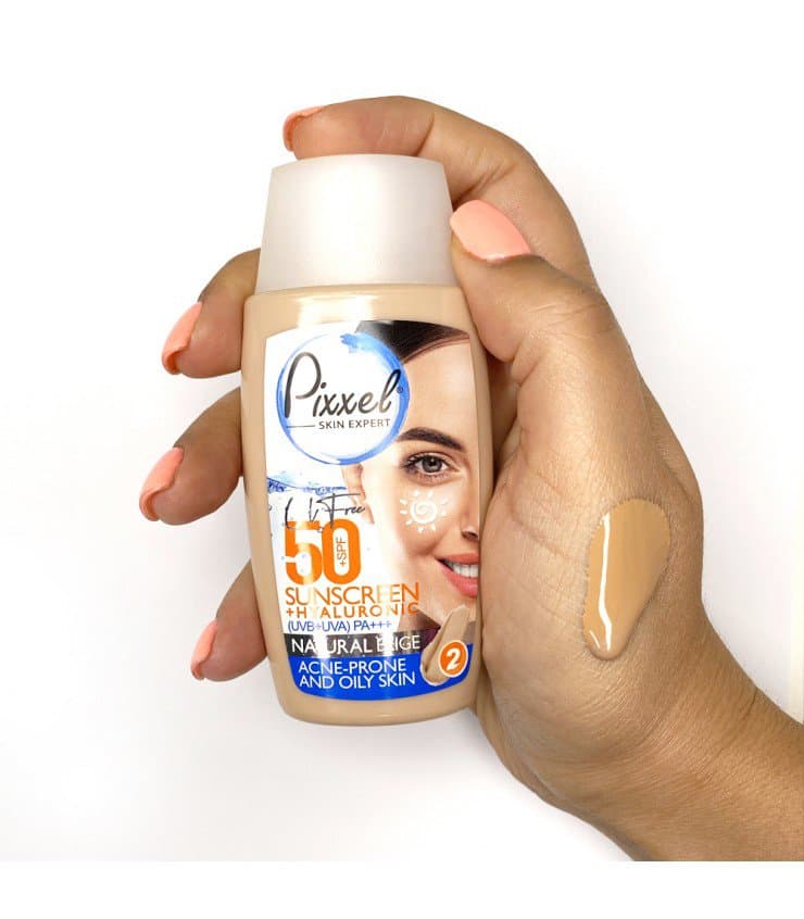 ضد آفتاب رنگی پیکسل با Spf50 مناسب پوست چرب و جوش دار حجم 50 میلی لیتر — تصویر ۵
