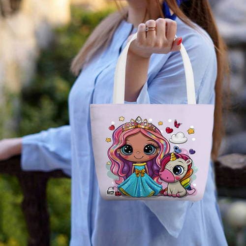 کیف دستی بچگانه فیوری مدل پرنسس و تک شاخ طرح یونیکورن کد Queen 2258 — تصویر ۴
