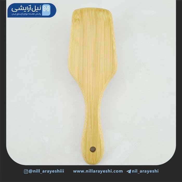 برس مو چوبی بامبو مستطیلی کف کرمی سایز کوچک — تصویر ۶