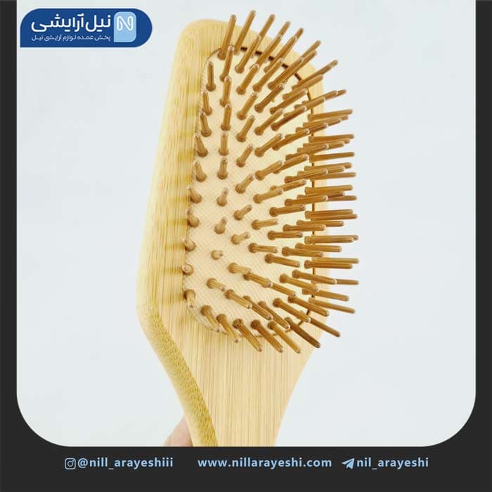 برس مو چوبی بامبو مستطیلی کف کرمی سایز کوچک — تصویر ۷