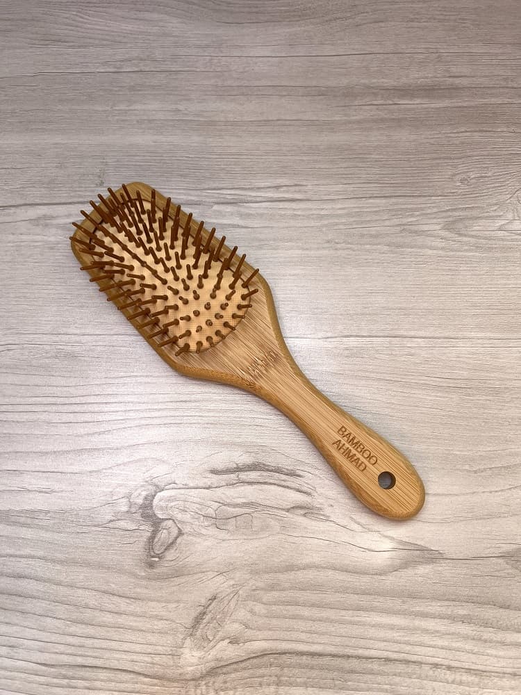 برس مو چوبی بامبو مستطیلی کف کرمی سایز کوچک
