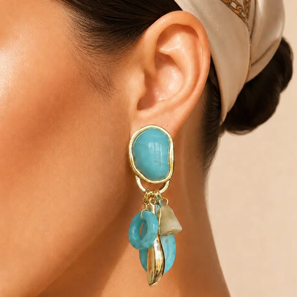 گوشواره مدل آکوا مارین – کد 6528