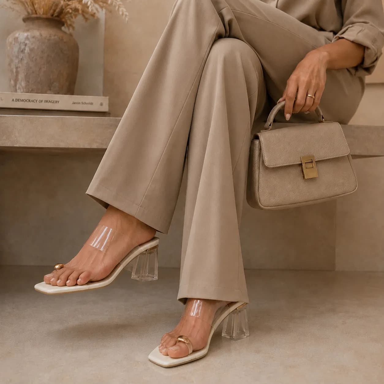 صندل پاشنه دار مدل Luna سفید _ کد 2896