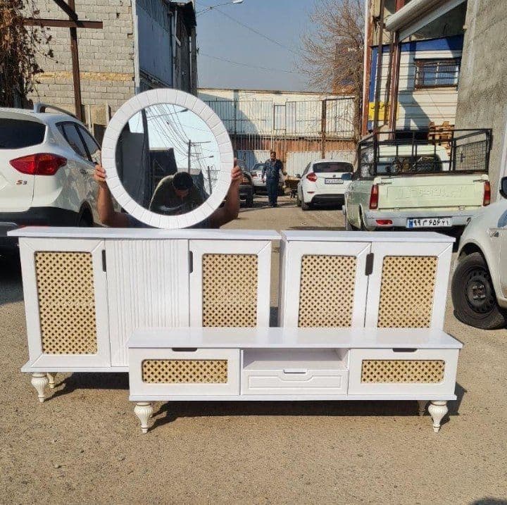 ست اینه کنسول میز تی وی جاکفشی طرح حصیری — تصویر ۴