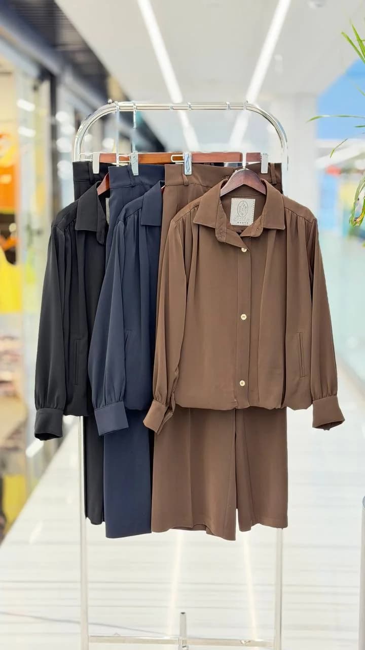 ورونا ست شومیز شلوار مورگان سه دکمه