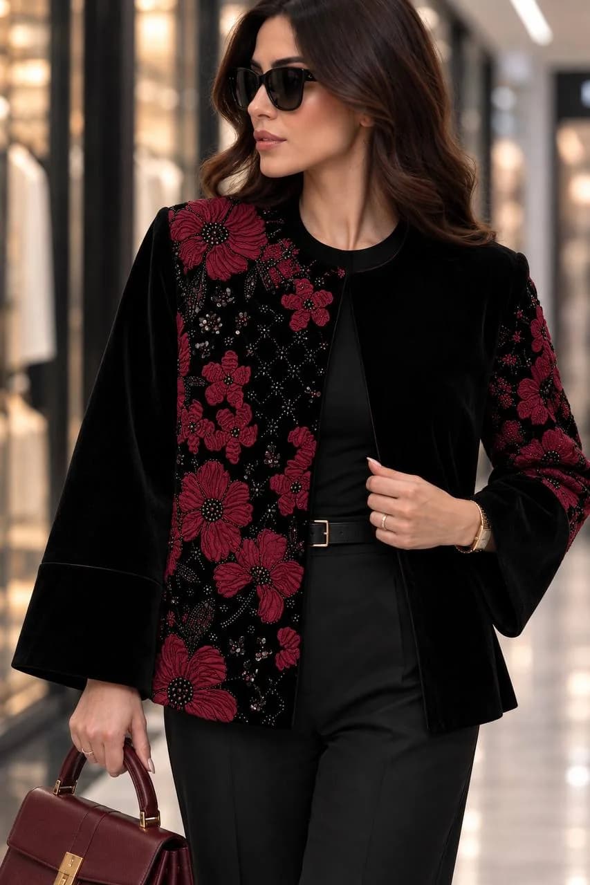 سروین کراپ کت گل برجسته سجاف مغزی — تصویر ۷