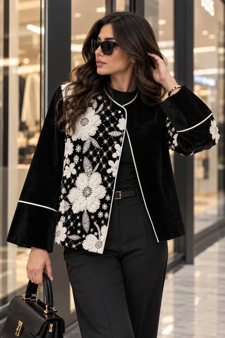 سروین کراپ کت گل برجسته سجاف مغزی — تصویر ۶