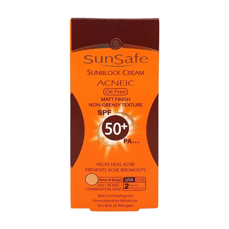ضد آفتاب رنگی فاقد چربی آکنئیک SPF50 بژ روشن سان سیف