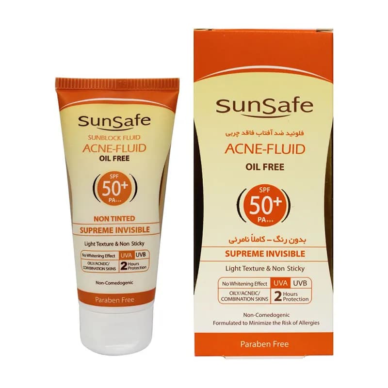 ضد آفتاب فاقد چربی فلوئید آکنئیک +SPF50 سان سیف