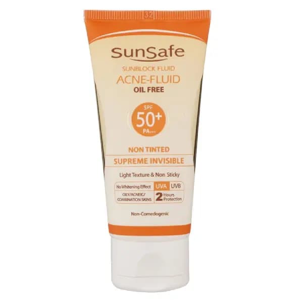 ضد آفتاب فاقد چربی فلوئید آکنئیک +SPF50 سان سیف — تصویر ۳