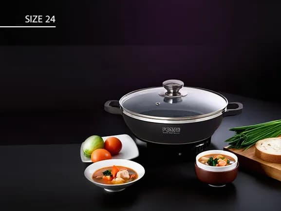 تابه دو دسته گرانیت فورته forte سایز 24 درب پیرکس