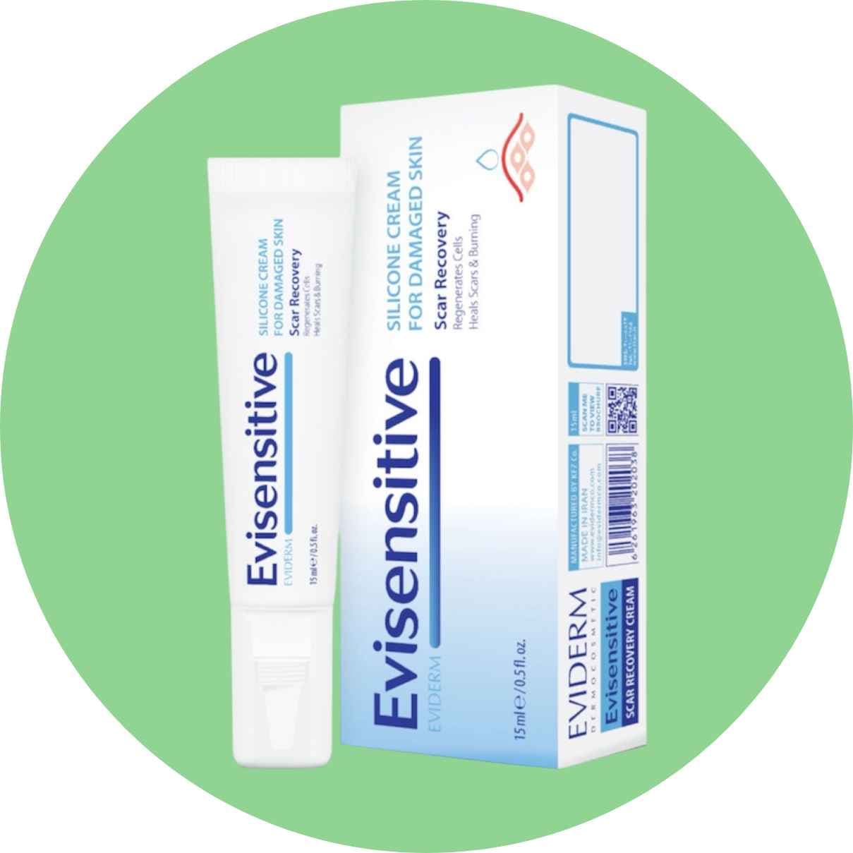 کرم ترمیم کننده زخم اوی سنسیتیو اویدرم مدل سیلیکون انقضا07/8 15 میل/Evisensitive Silicone Cream 15ml — تصویر ۲