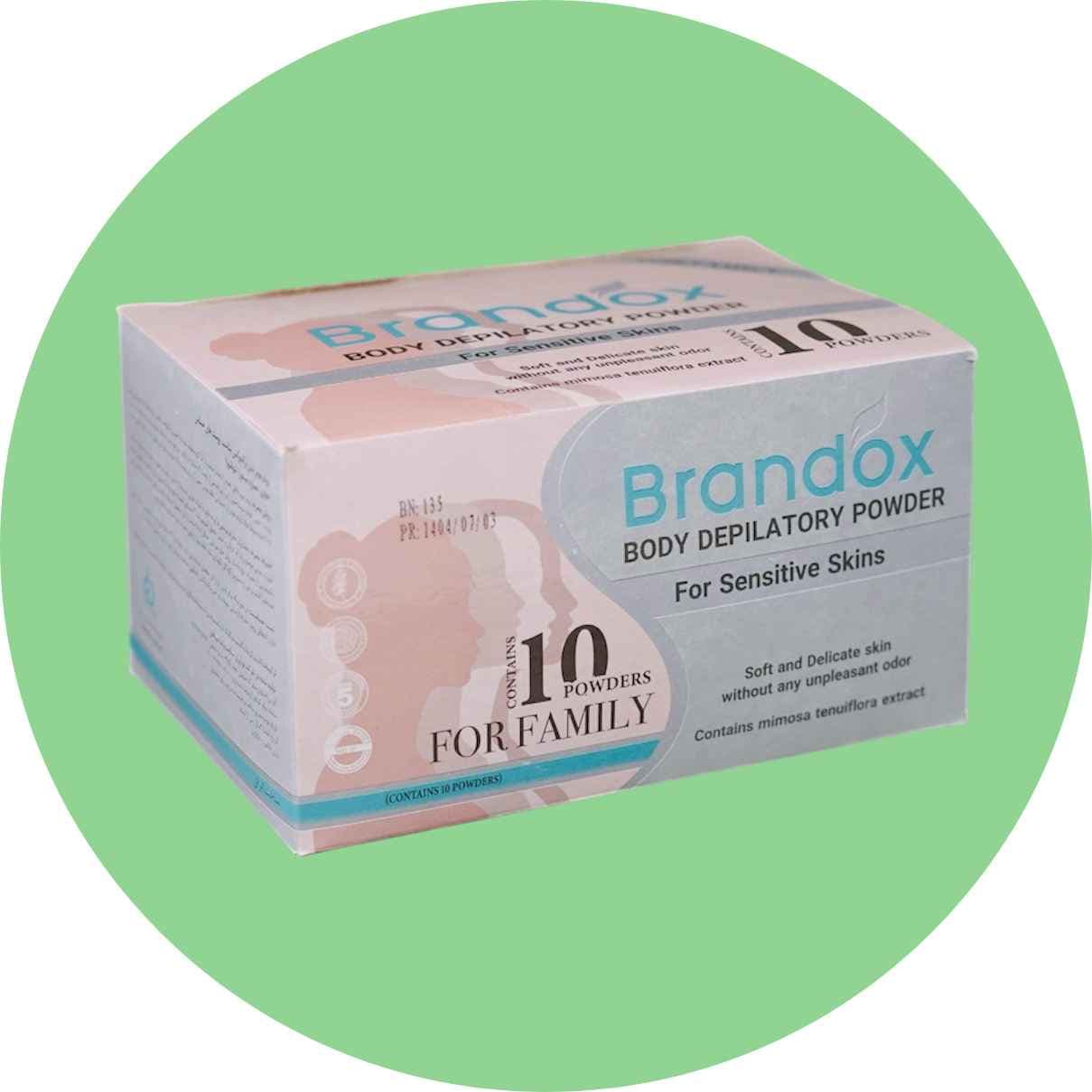 پودر موبر براندوکس خانواده مناسب پوست حساس/Brandox family depilatory powder suitable for sensitive skin