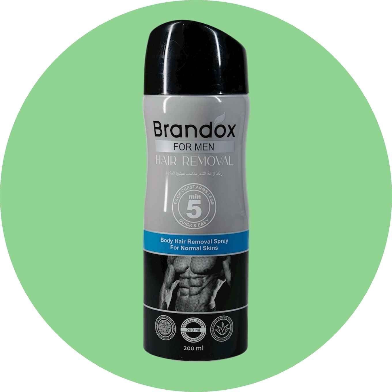اسپری موبر بدن براندوکس مناسب آقایان حجم 200 میل/Brandox body hair removal spray for men, 200 ml
