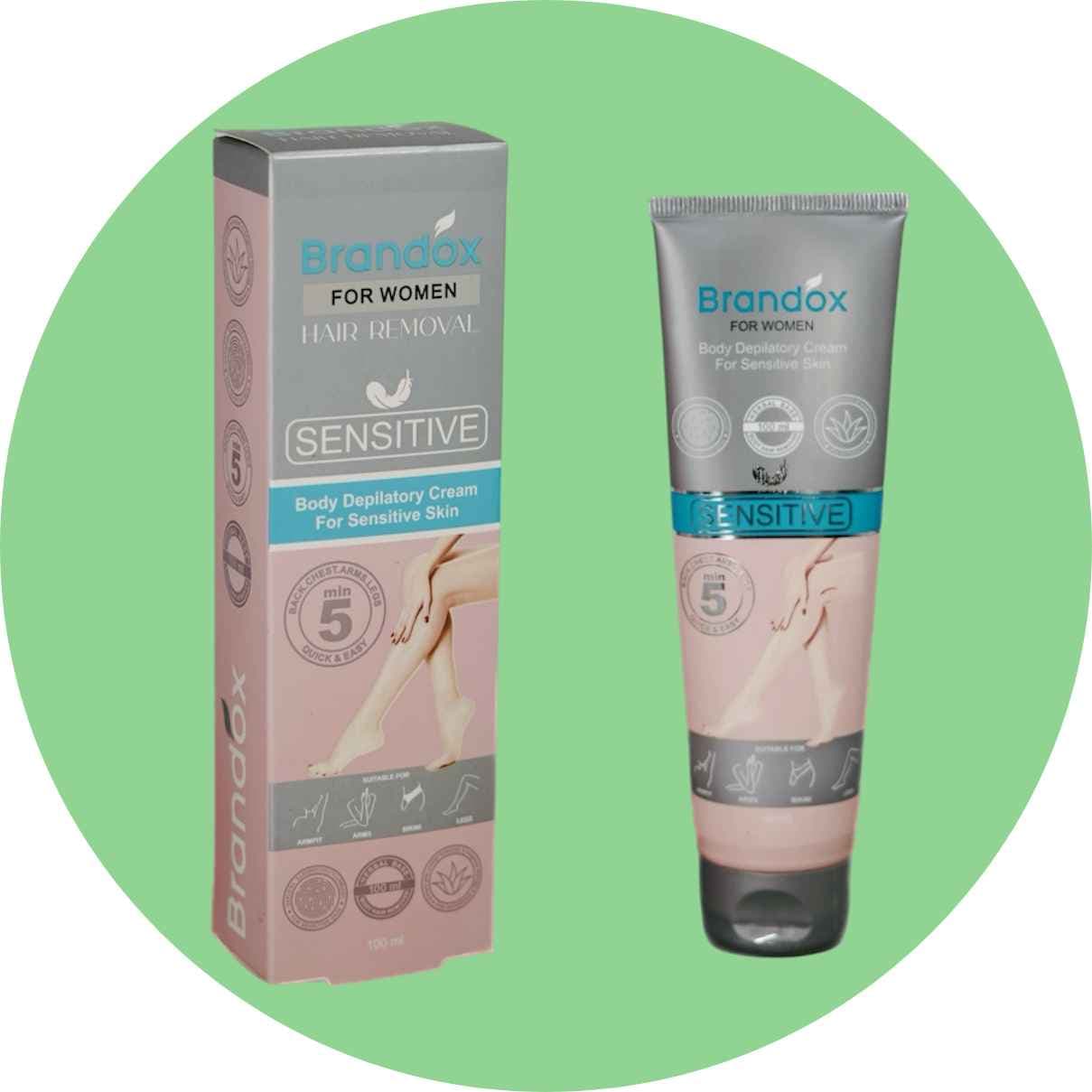 کرم موبر بدن بانوان براندوکس مناسب پوست های حساس حجم 100 میل/Brandox Women’s Body Hair Removal Cream, Suitable for Sensitive Skin, Volume 100 ml