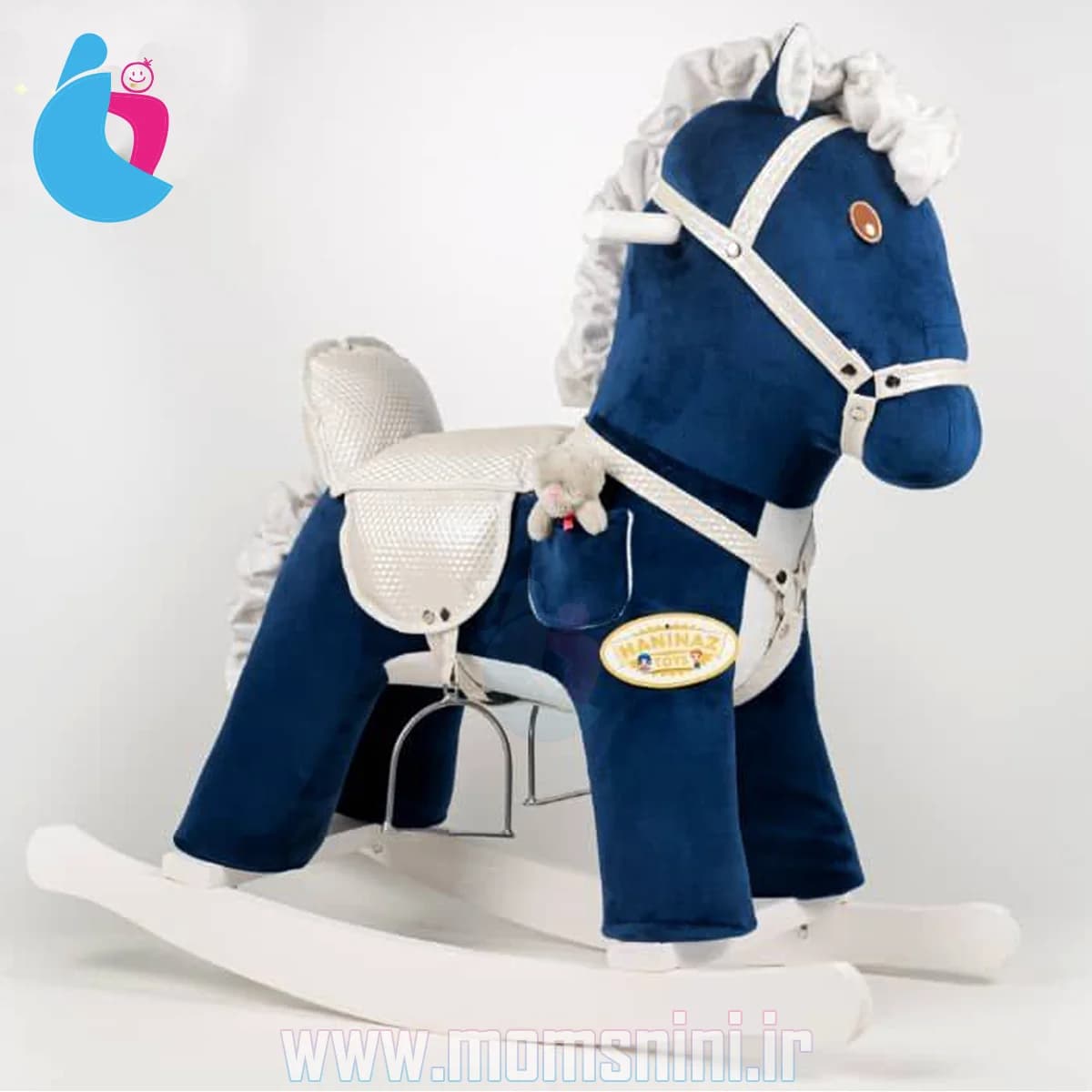 راکر اسب کودک هانی ناز مدل HNC-805 | پایه چوبی و پارچه مخمل نرم