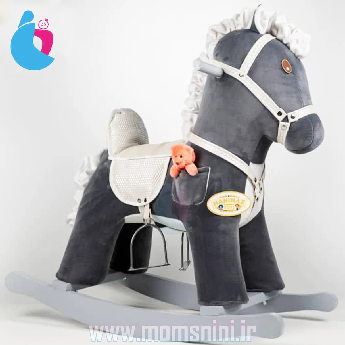 راکر اسب کودک هانی ناز مدل HNC-803 | پایه چوبی و پارچه مخمل نرم