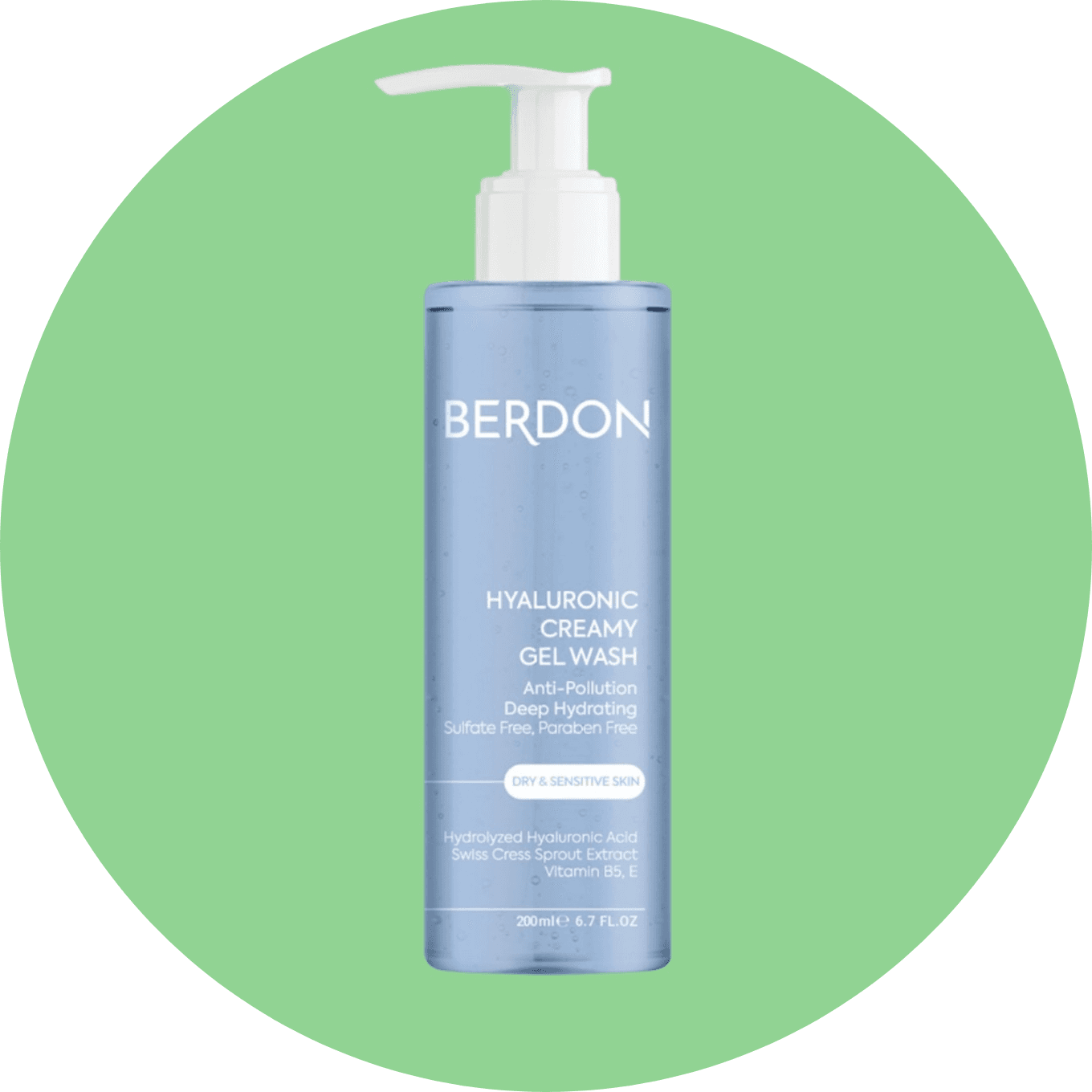 ژل شستشو کرمی هیالورونیک بردون مناسب پوست حساس حجم 200 میل انقضا 1407/2/Berdon Hyaluronic Creamy Washing Gel for Sensitive Skin, 200 ml
