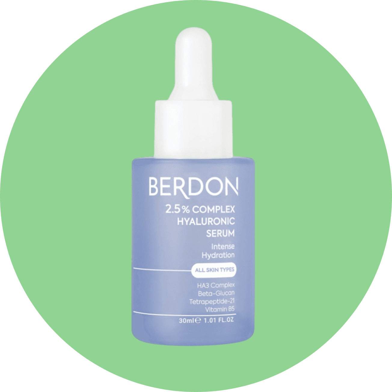 سرم کمپلکس هیالورونیک اسید 2.5% بردون مناسب انواع پوست حجم 30 میل انقضا 1407/2/Berdon Hyaluronic Acid Complex Serum 2.5%, suitable for all skin types, volume 30 ml