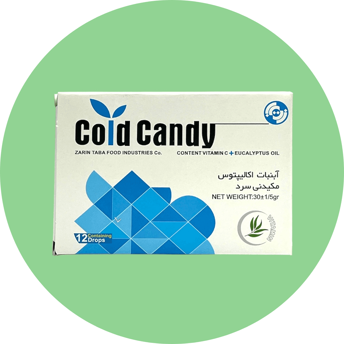 آبنبات سرد مکیدنی کندی کلد زرین تابا با اسانس اکالیپتوس /Zarin Taba Candy Cold Lollipops 12 pcs
