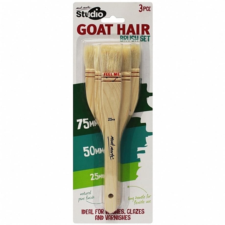 سری سه تایی قلموی مونمارت با موی بز و دسته چوب کاج – کد BMHS1003