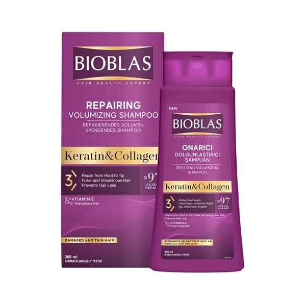 شامپو ضد ریزش و حجم دهنده بیو بلاس (Keratin & collagen)حجم360میل