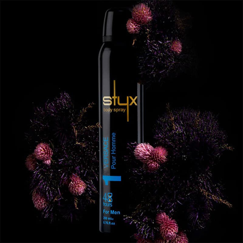 اسپری بدن حجم 200 میل مردانه کد 1 VERSACE Pour Homme استایکس – STYX