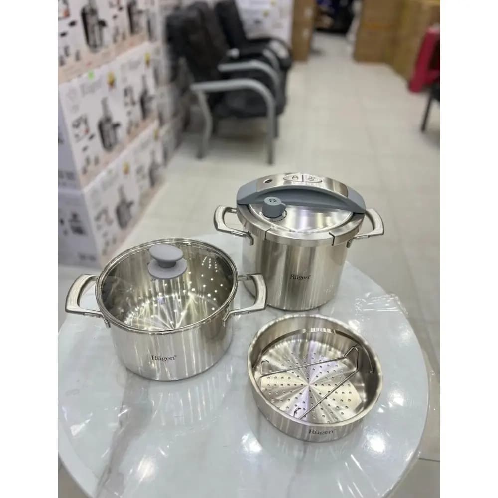 زودپز دوقلو روگن مدل RU-6030 – استیل، 5+7 لیتر — تصویر ۳