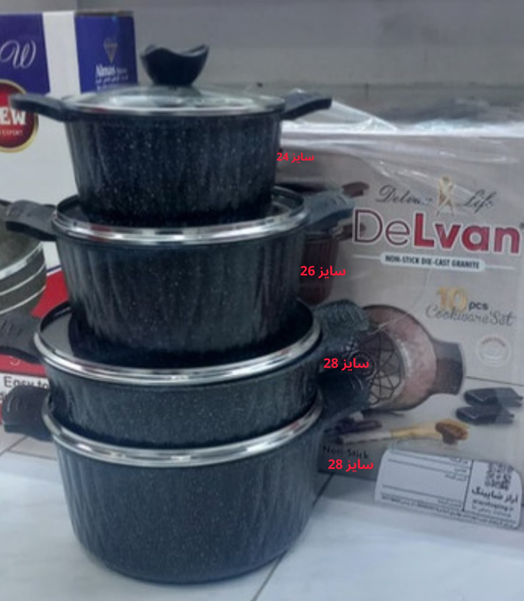 سرویس قابلمه 10 پارچه برند گلدن لایف( Delvan Life) درب شیشه ای دارای کفی شعله پخش کن دار