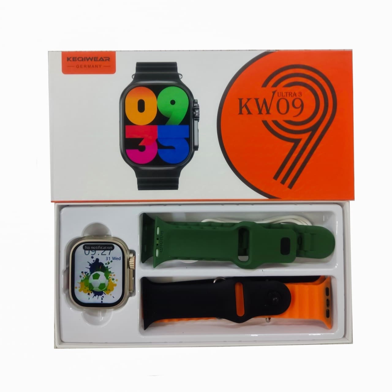 ساعت هوشمند الترا۳ مدل KEQIWEAR KW09 ULTRA3 همراه با ۳ بند سیلیکونی — تصویر ۳