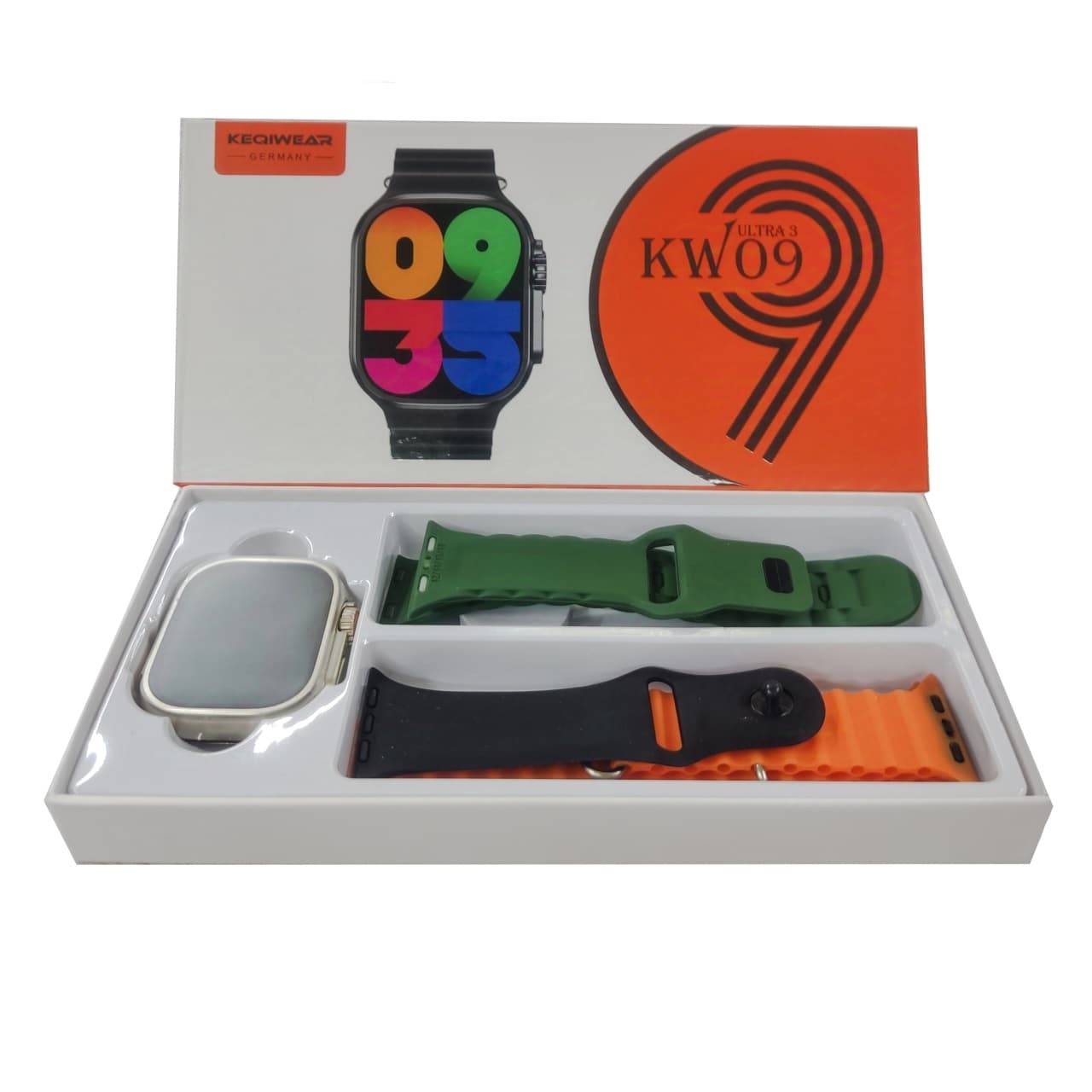 ساعت هوشمند الترا۳ مدل KEQIWEAR KW09 ULTRA3 همراه با ۳ بند سیلیکونی — تصویر ۵