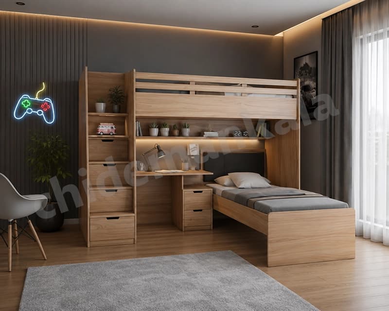 تخت دوطبقه با میز تحریر مدل T144