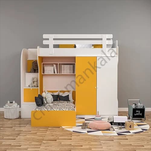 تخت دوطبقه شیک با کمد لباس مدل T140