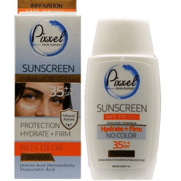 کرم ضدآفتاب فیزیکی دورچشم وصورت بی رنگ پیکسلSPF35 حجم 50 میل