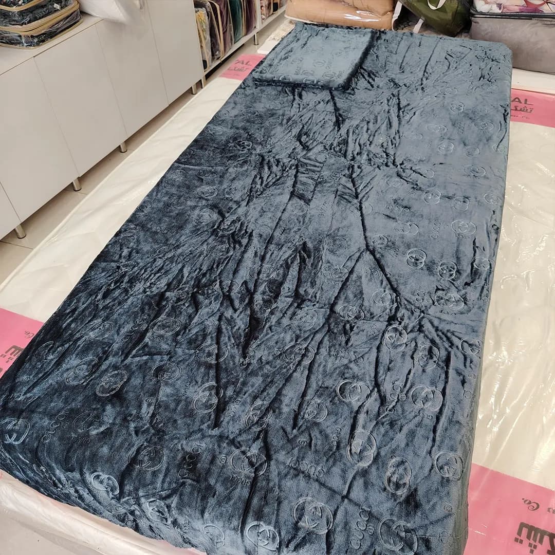 نیم ست روتختی مخمل یک نفره طوسی