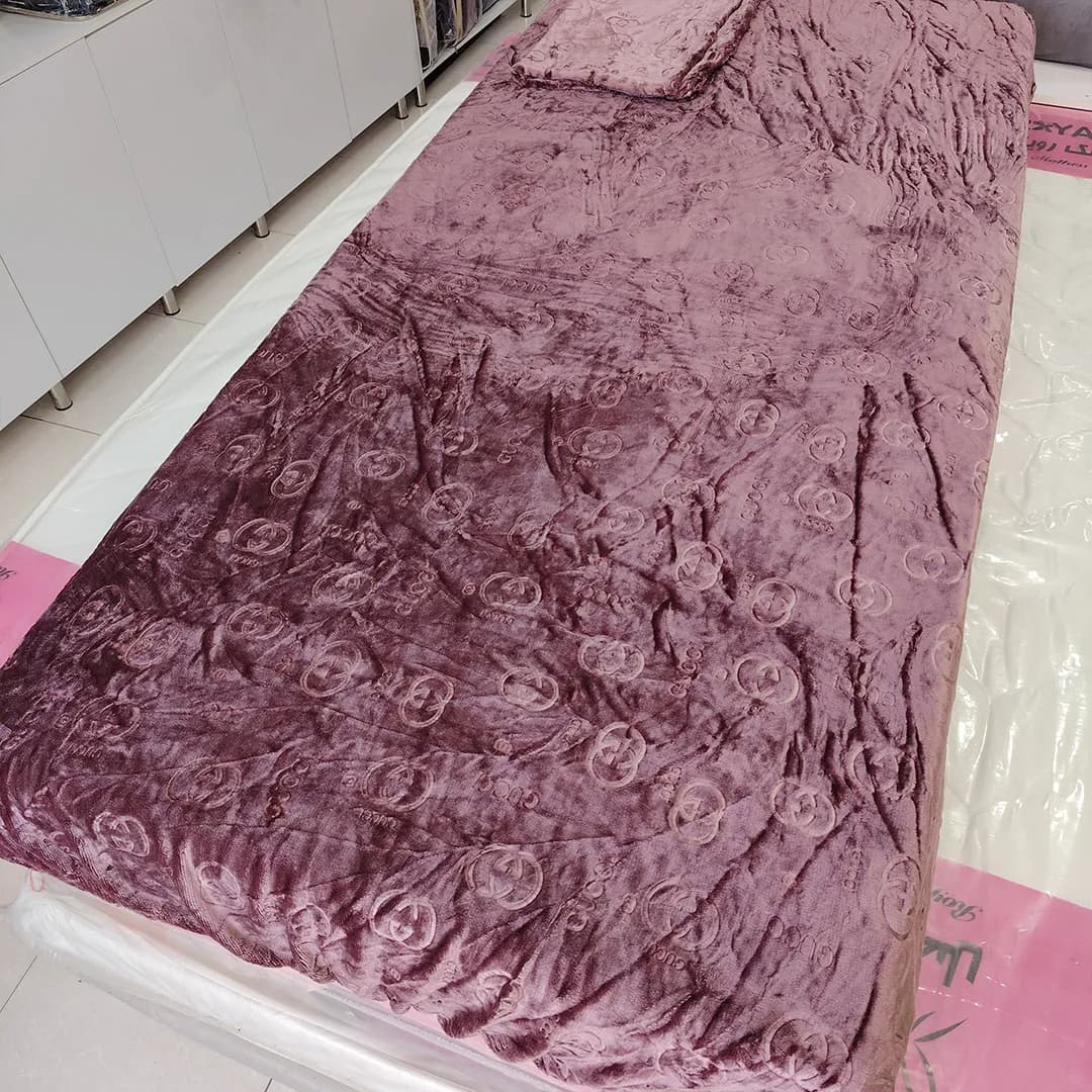 نیم ست روتختی مخمل یک نفره عنابی