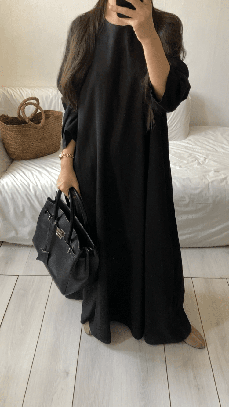 پیراهن لینن جیب دار رنگ مشکی