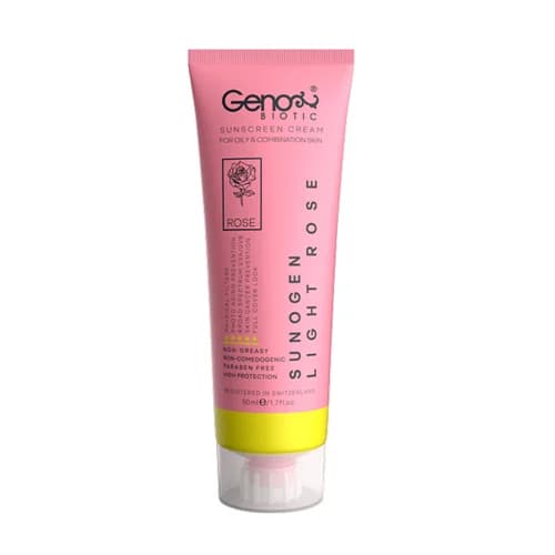 کرم ضد آفتاب ژنوبایوتیک مدل رنگی سانوژن SPF50 مناسب پوست چرب و مختلط (رز روشن) — تصویر ۳