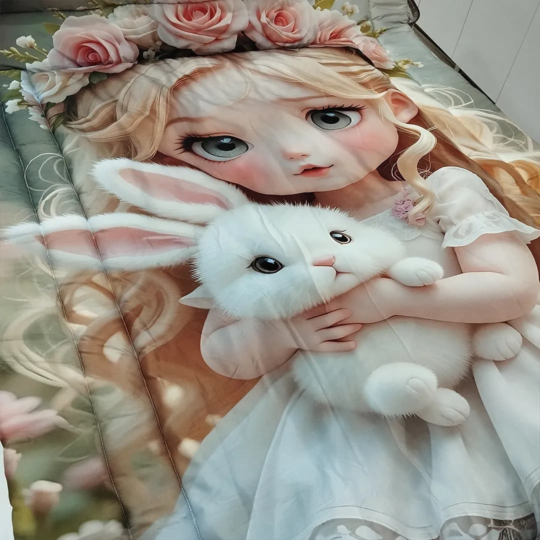 روتختی سه‌بعدی طرح دخترک و خرگوش